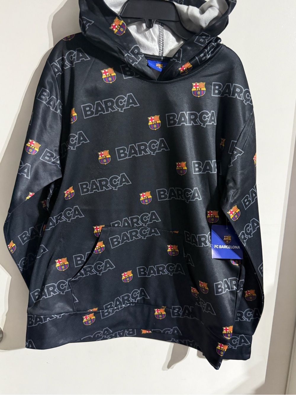 BNWT Unisex FC Barcelona Barca All Over Print Pullover Hoodie Size XL